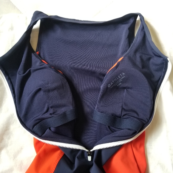 New Athleta Colorblock Zip Front One Piece Swimsuit XXS - Picture 6 of 11